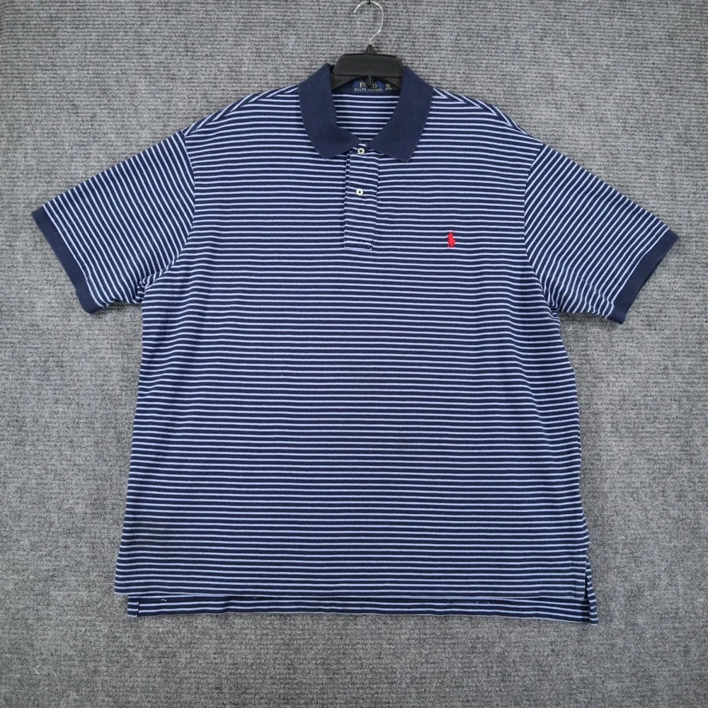 Polo Ralph Lauren Polo Shirt Mens 2XB Striped Red Pony Logo Casual Wear